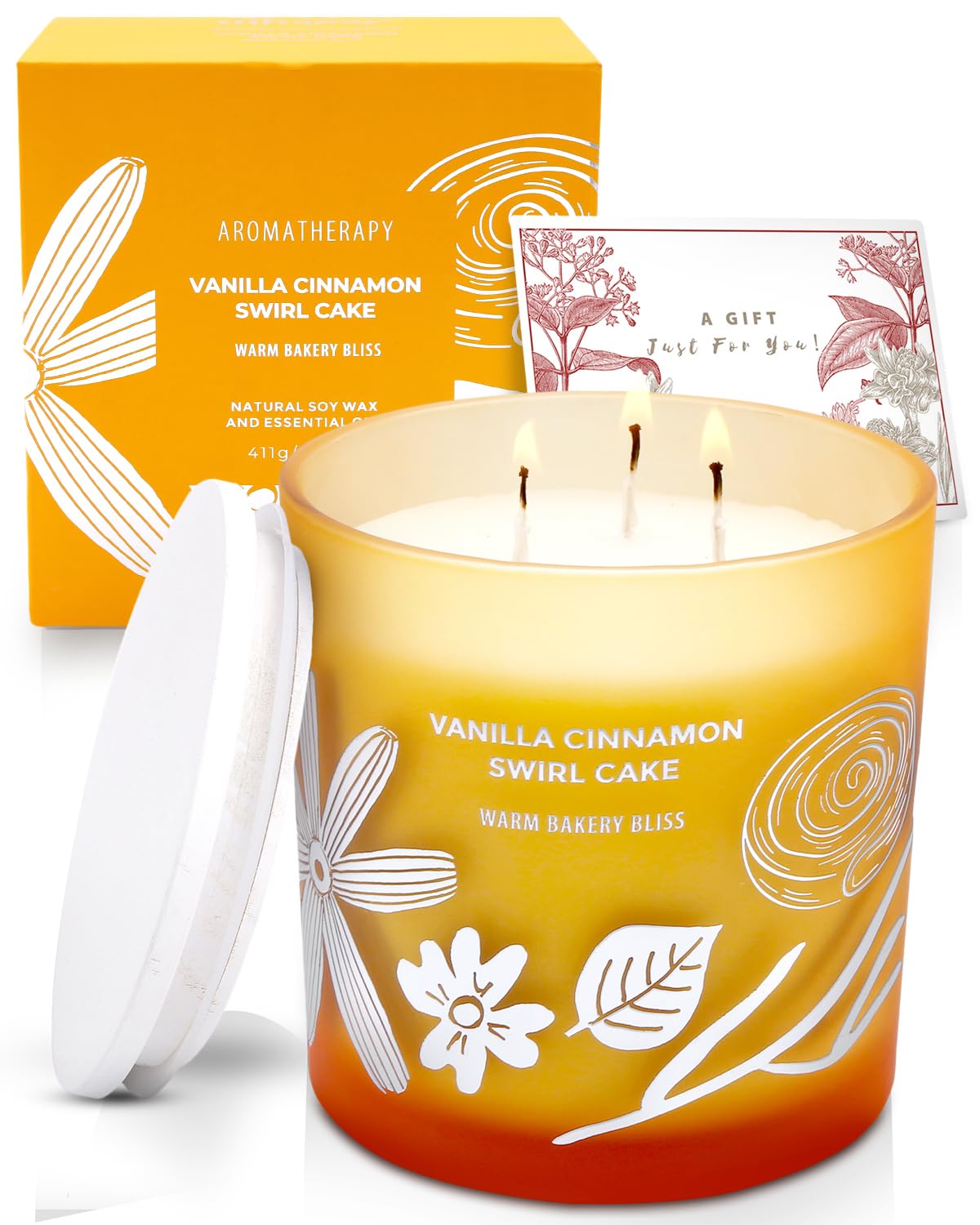 Vela GIFTAWAY diseno jarron naranja con detalles decorativos