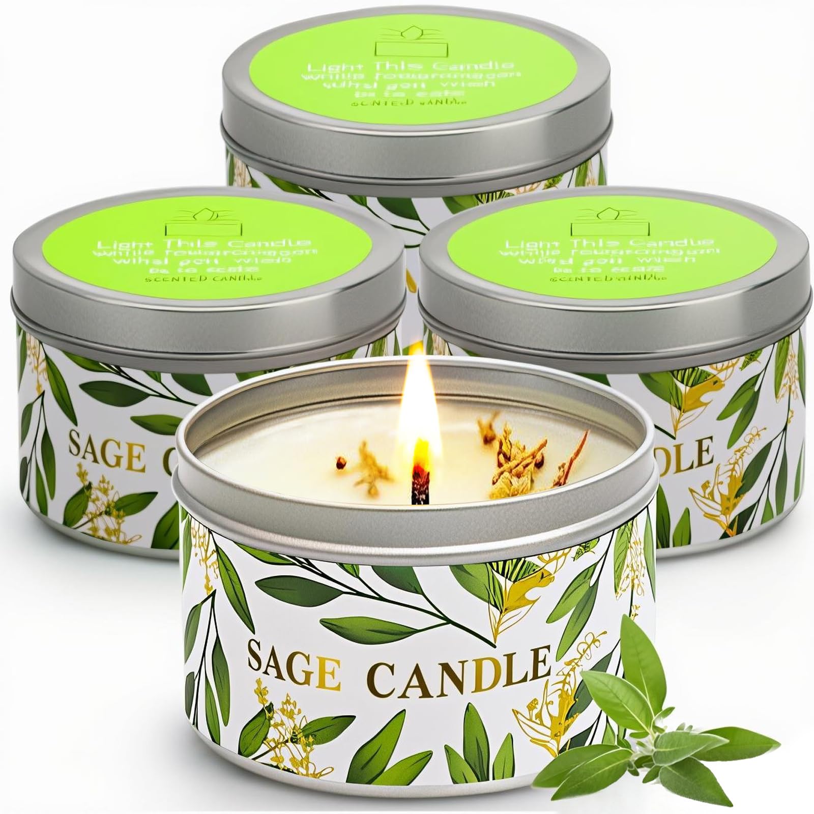 Vela Gisly 4-pack de salvia blanca para limpieza de energías en casa.
