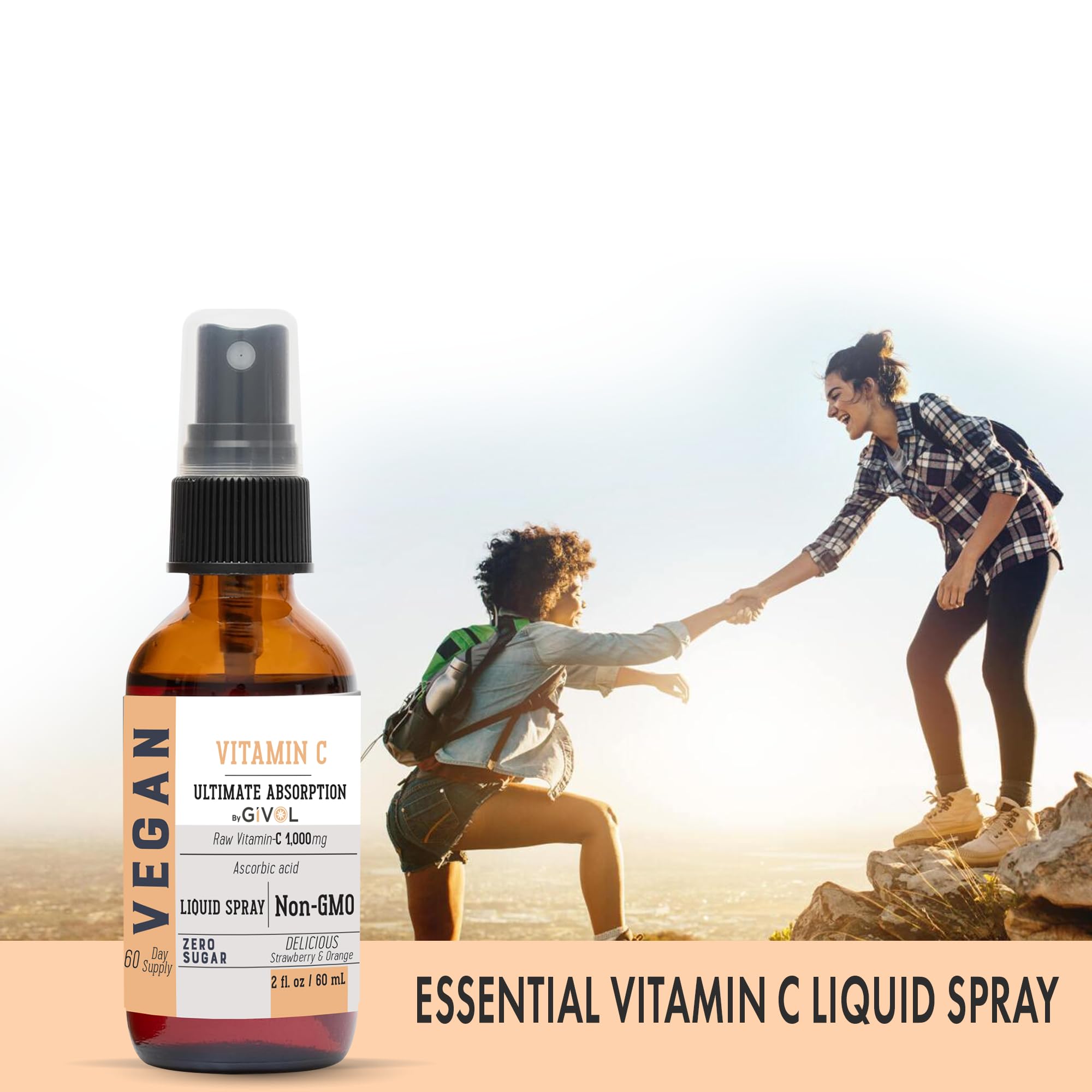 GIVOL Vitamina C Spray botella 60 ml, tamaño práctico para viaje.