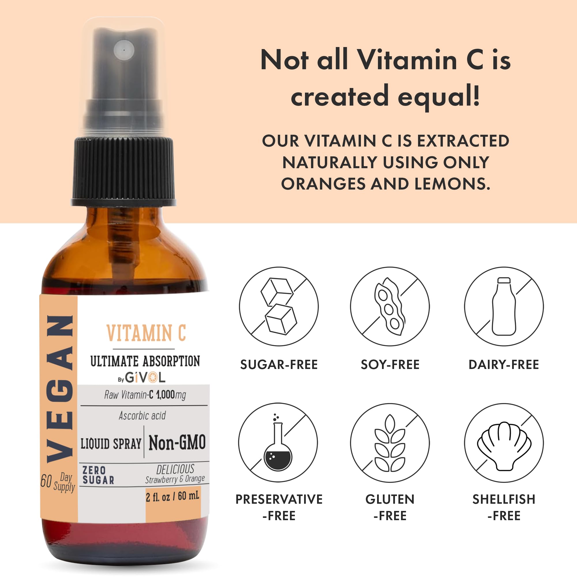 GIVOL Vitamina C Spray dispensador, formato portátil para llevar.