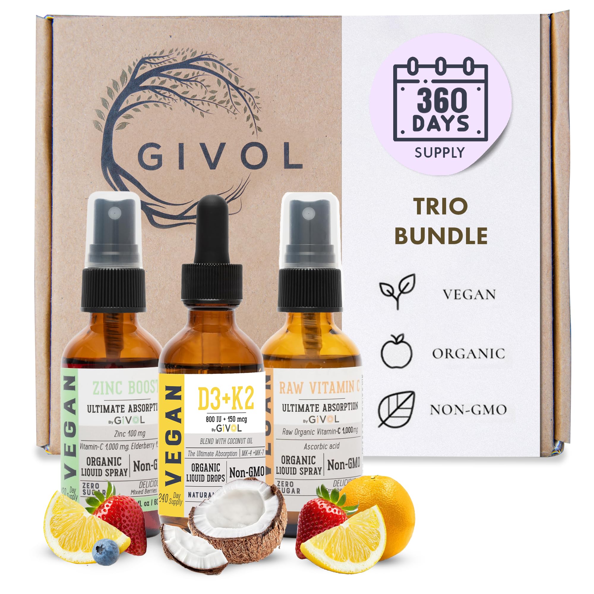 GIVOL Vitamina C, D3 y K2 en botella, fácil de incorporar a la rutina diaria