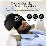 Gorra de alivio reutilizable Glacial Comfort, lista para usar tras enfriar.