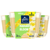 Vela Glade Radiant Bloom en frasco de vidrio, ideal para ambientar la sala con aroma floral.