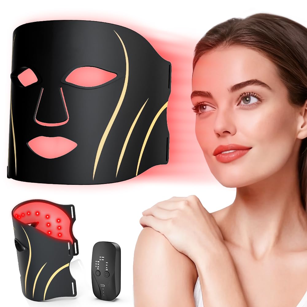 Glamesty mascarilla con luz roja y control remoto para sesiones cómodas en casa