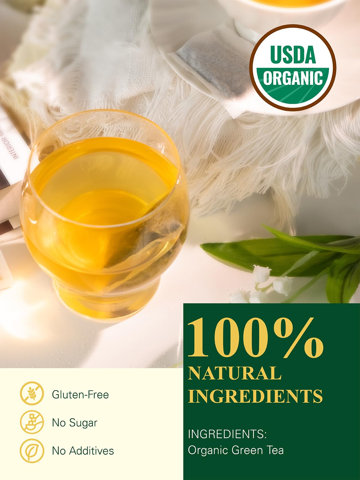 GLDNT Te Verde Orgánico, envase foil para conservar aroma y frescura.