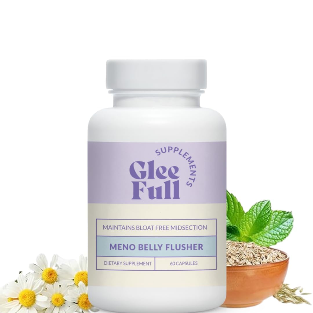 GLEEFULL SUPPS Meno Belly Flusher, cápsulas en primer plano para equilibrio intestinal.
