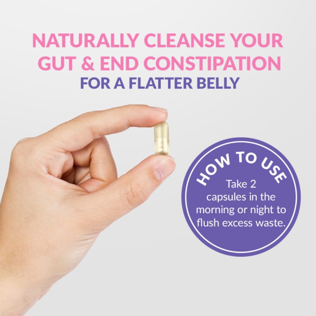 GLEEFULL SUPPS Meno Belly Flusher, etiqueta clara con información de ingredientes probióticos.