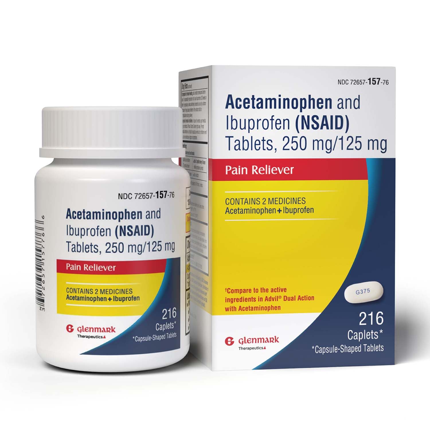 Glenmark acción doble frasco con paracetamol e ibuprofeno para alivio temporal