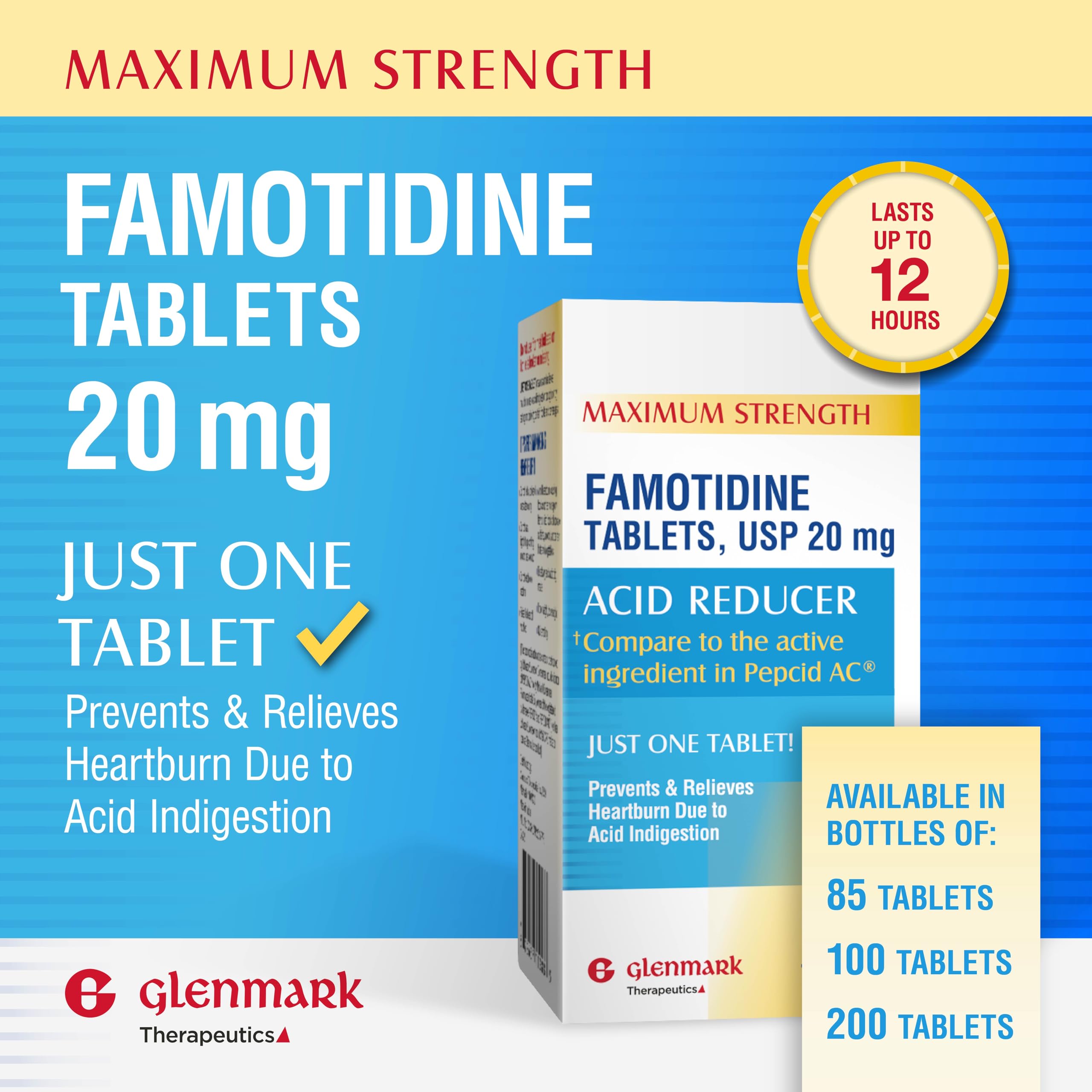 Glenmark Therapeutics famotidina 20 mg, etiquetas: indicaciones claras para el consumo.