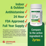 Glenmark Therapeutics cetirizina 10 mg: caja-empaque exterior, fácil para consultas rápidas.