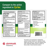 Glenmark Therapeutics cetirizina 10 mg: tabletas dorso, información clara de la dosis.