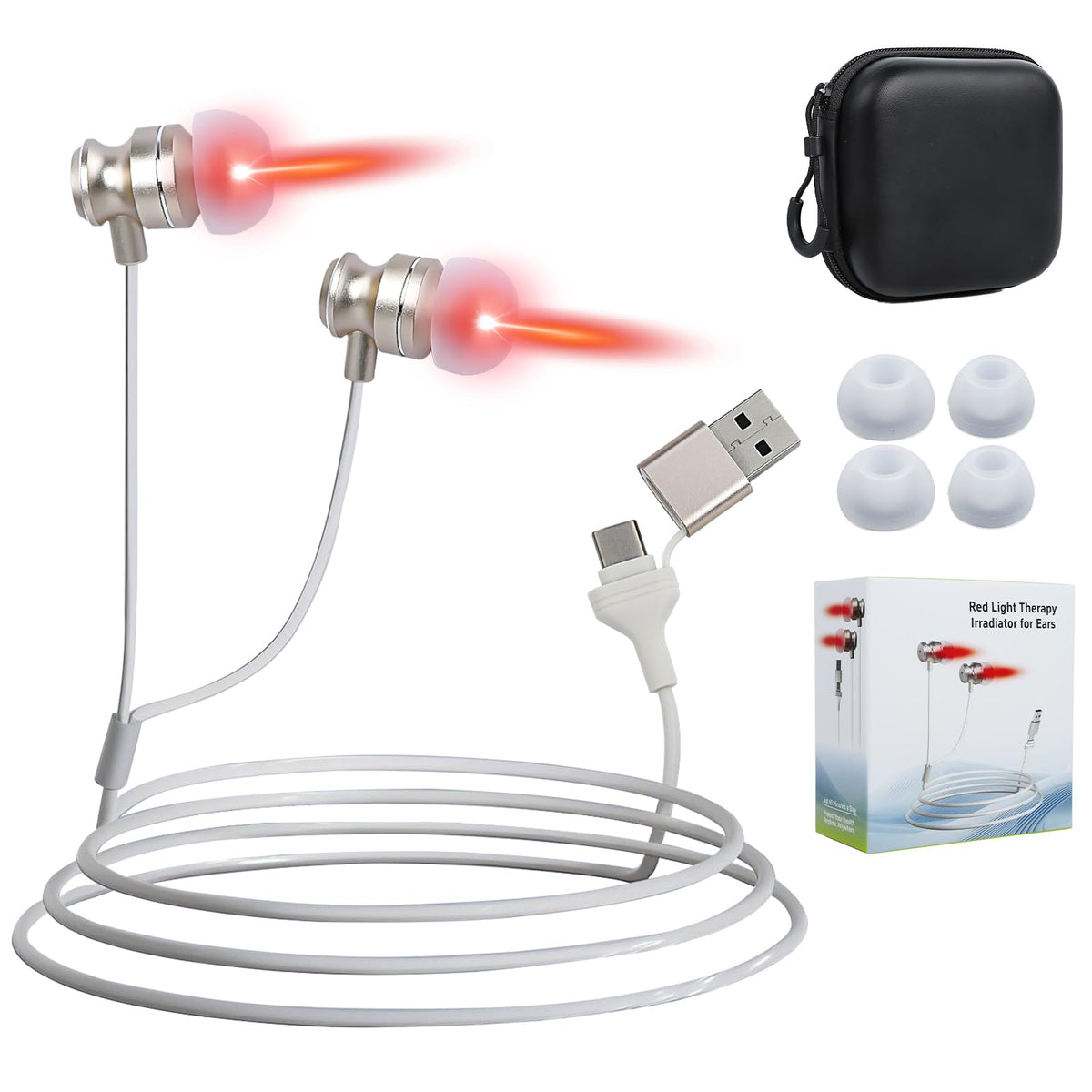 Glentaxy luz roja 650nm para orejas, terapia suave para bienestar diario.