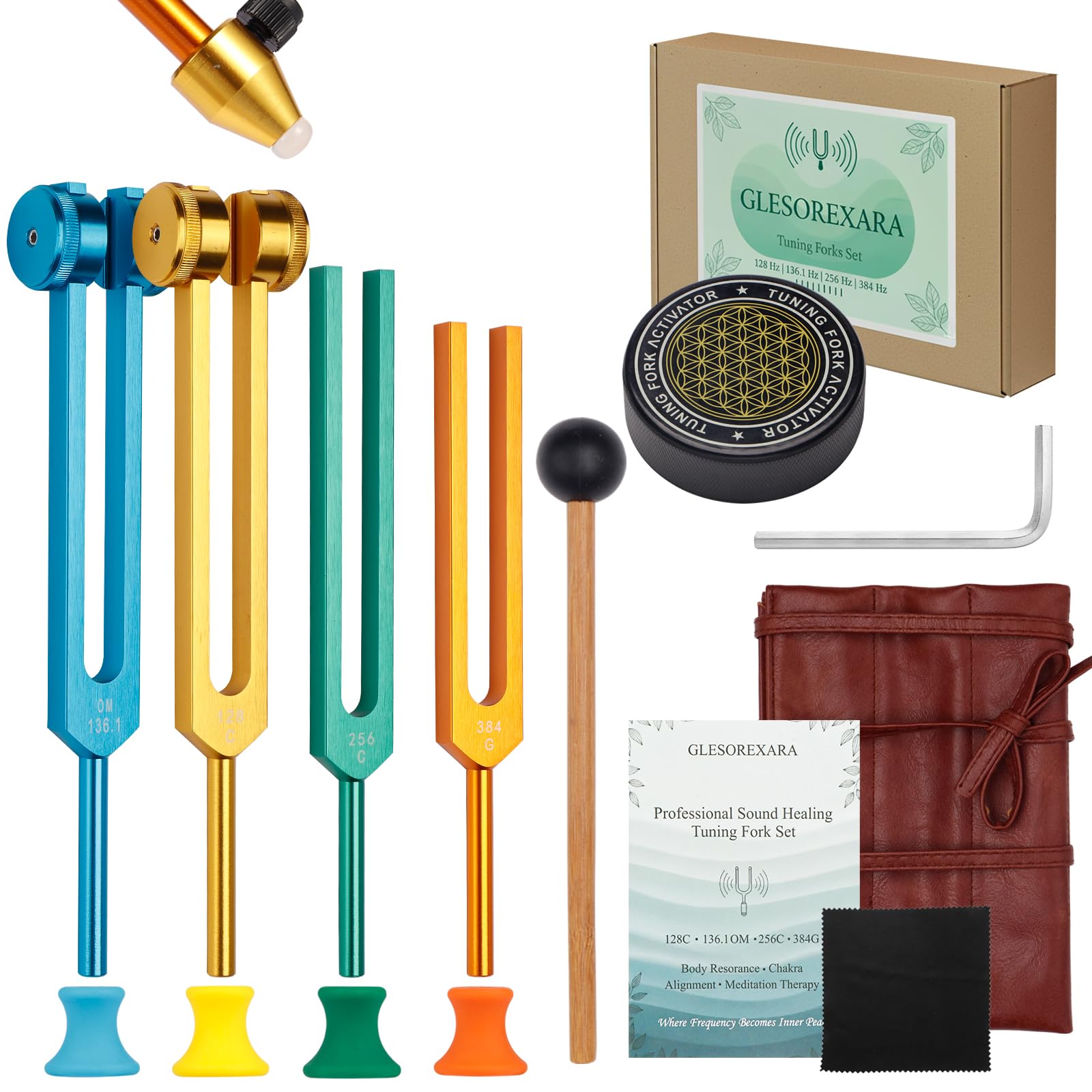 GLESOREXARA set-tenedores-136hz: efecto estabilizador para cuerpo y mente durante la meditación.