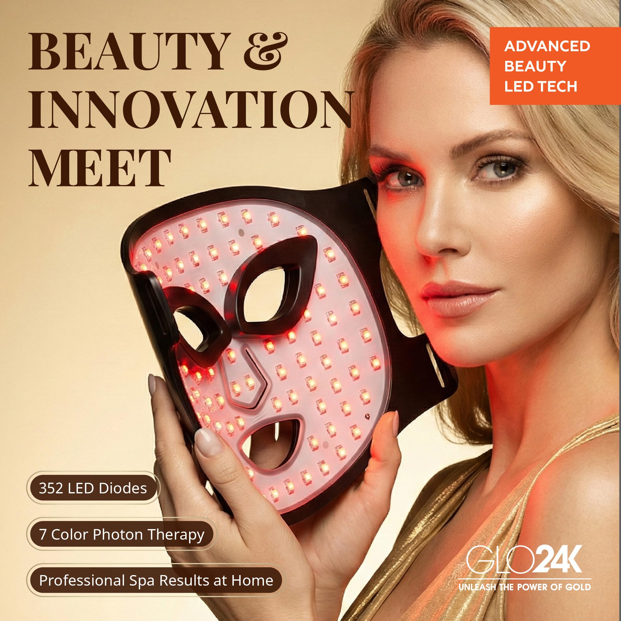 GLO24K máscara facial diseño compacto ideal para viajar