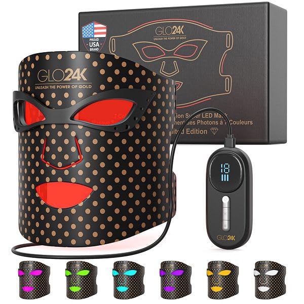 GLO24K máscara facial con 7 colores LED para luminosidad de la piel