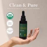 Global Healing Center: botella ámbar para preservar la potencia de la ashwagandha.
