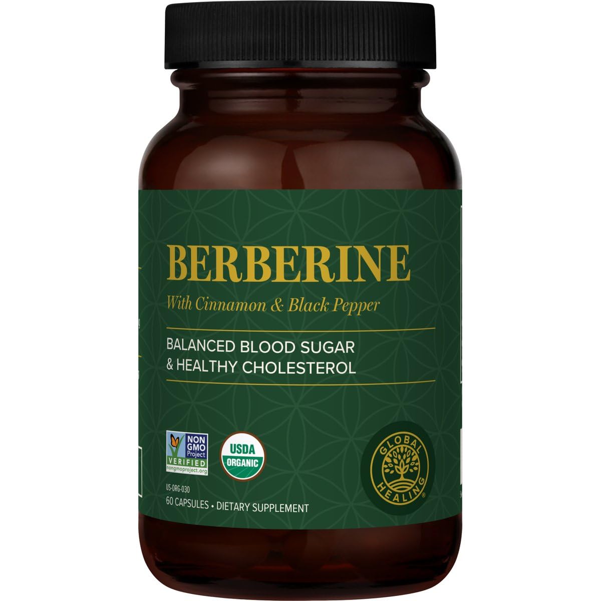 Global Healing Center Berberina Orgánica cápsulas, soporte metabólico potencial para un estilo de vida saludable