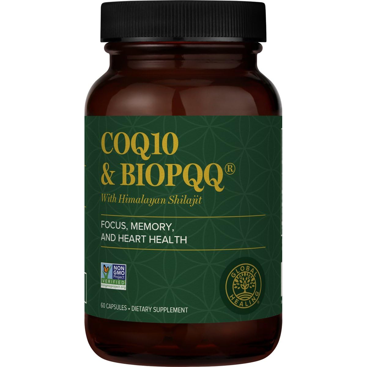 Global Healing Center CoQ10 BioPQQ botella para energía diaria.