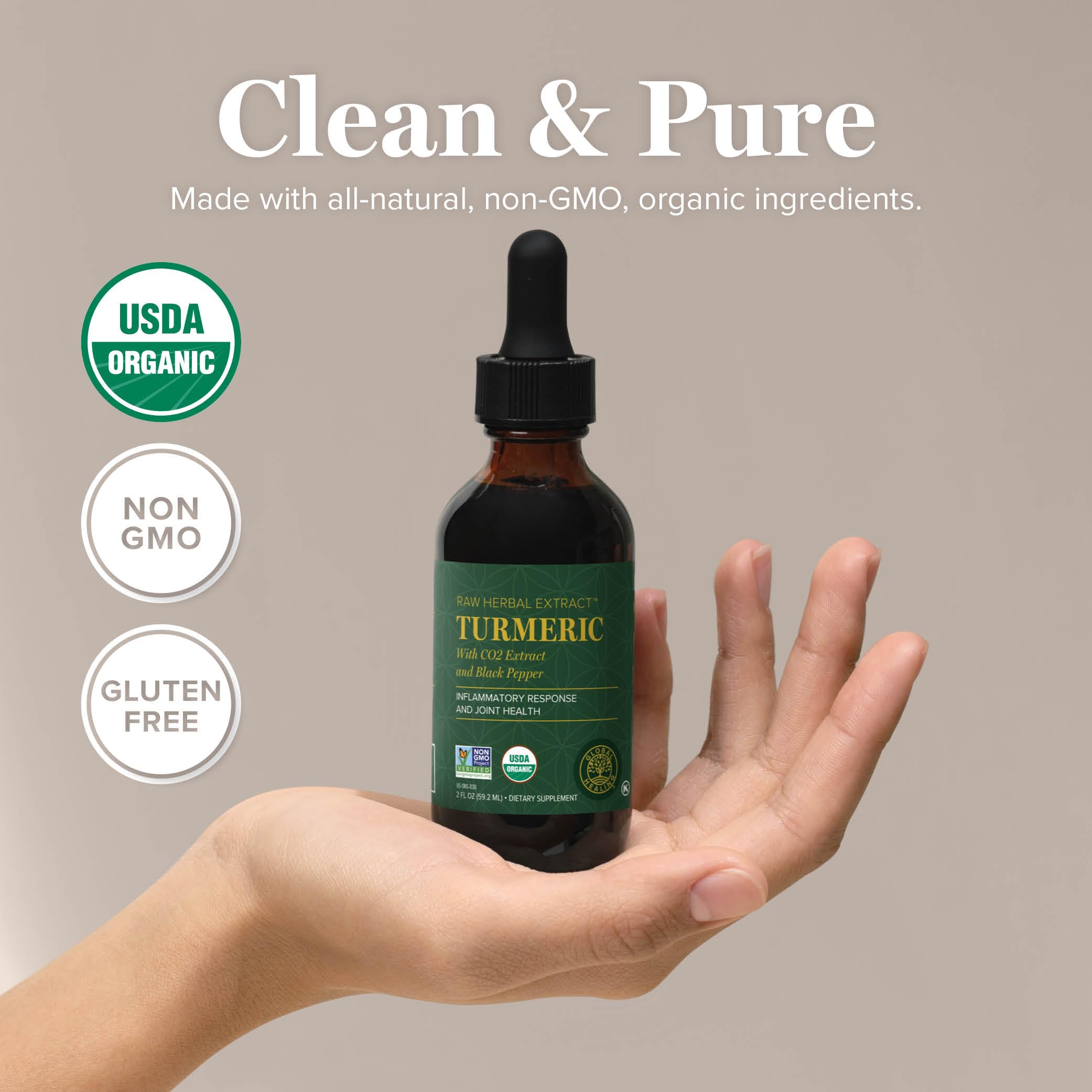 Global Healing Center curcuma polvo primer plano color naranja