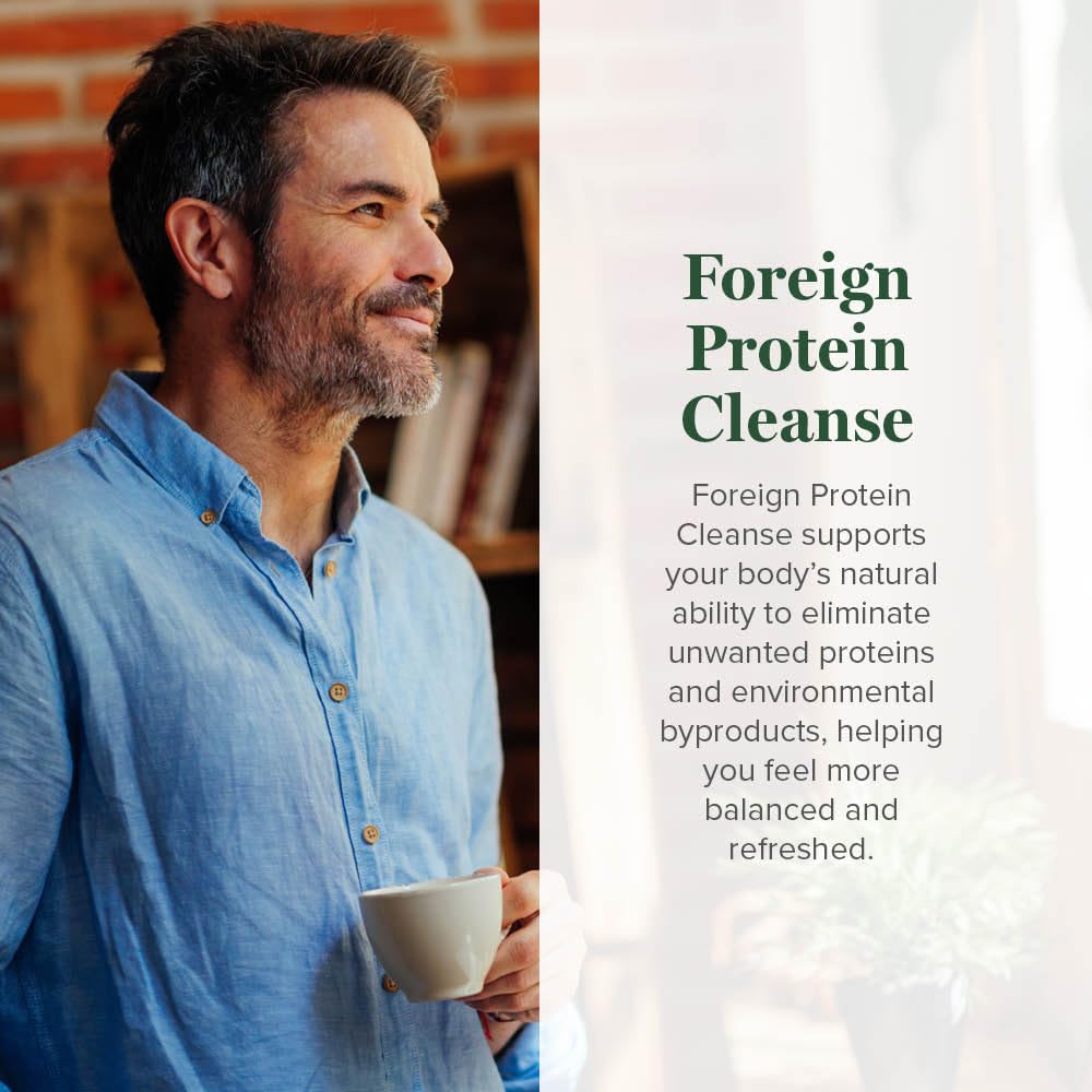 Global Healing Center Foreign Protein Cleanse: etiqueta clara con lista de ingredientes para confianza de compra.