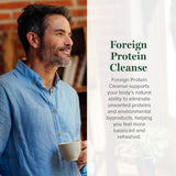 Global Healing Center Foreign Protein Cleanse: etiqueta clara con lista de ingredientes para confianza de compra.