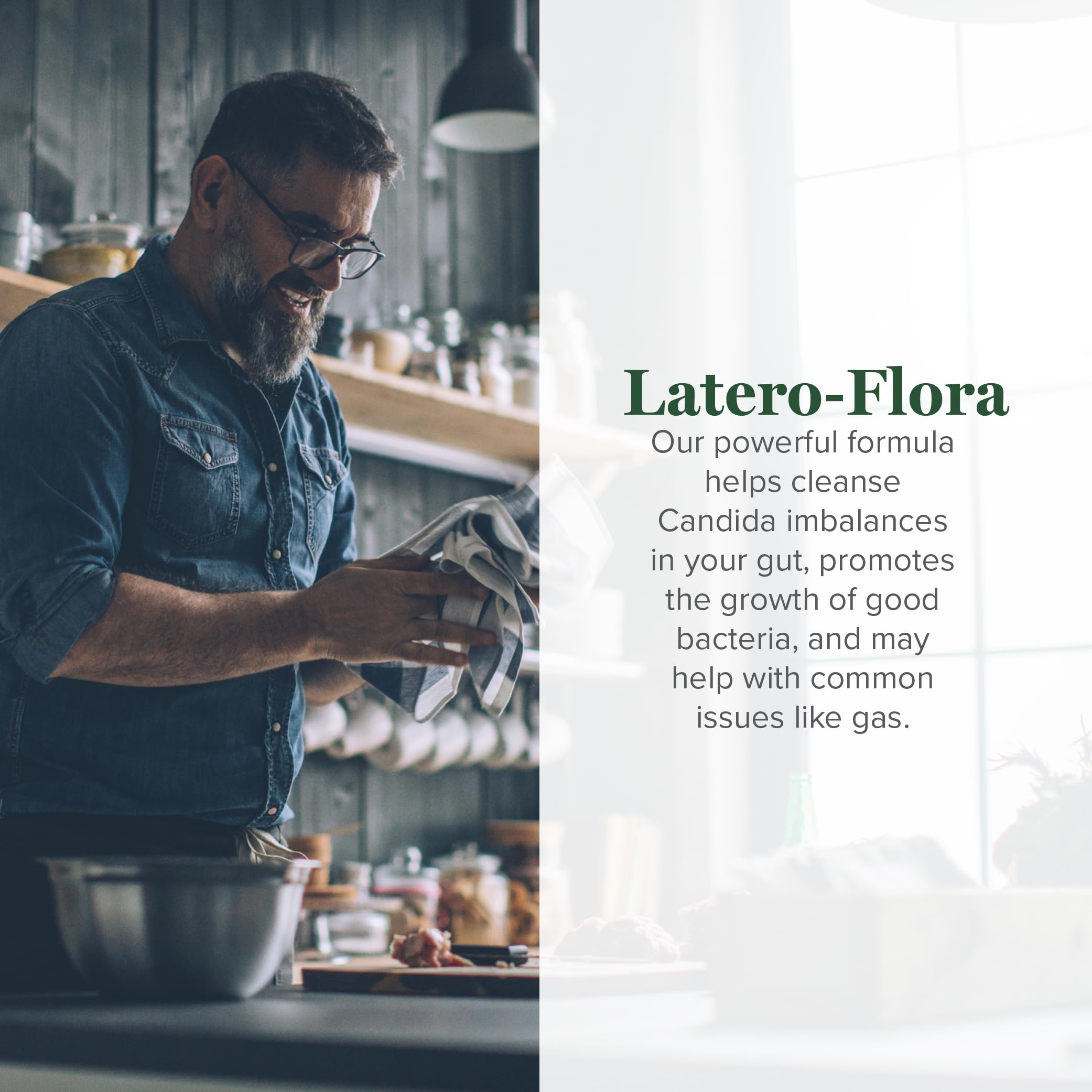 Etiqueta frontal de Latero-Flora con información y dosis sugerida.