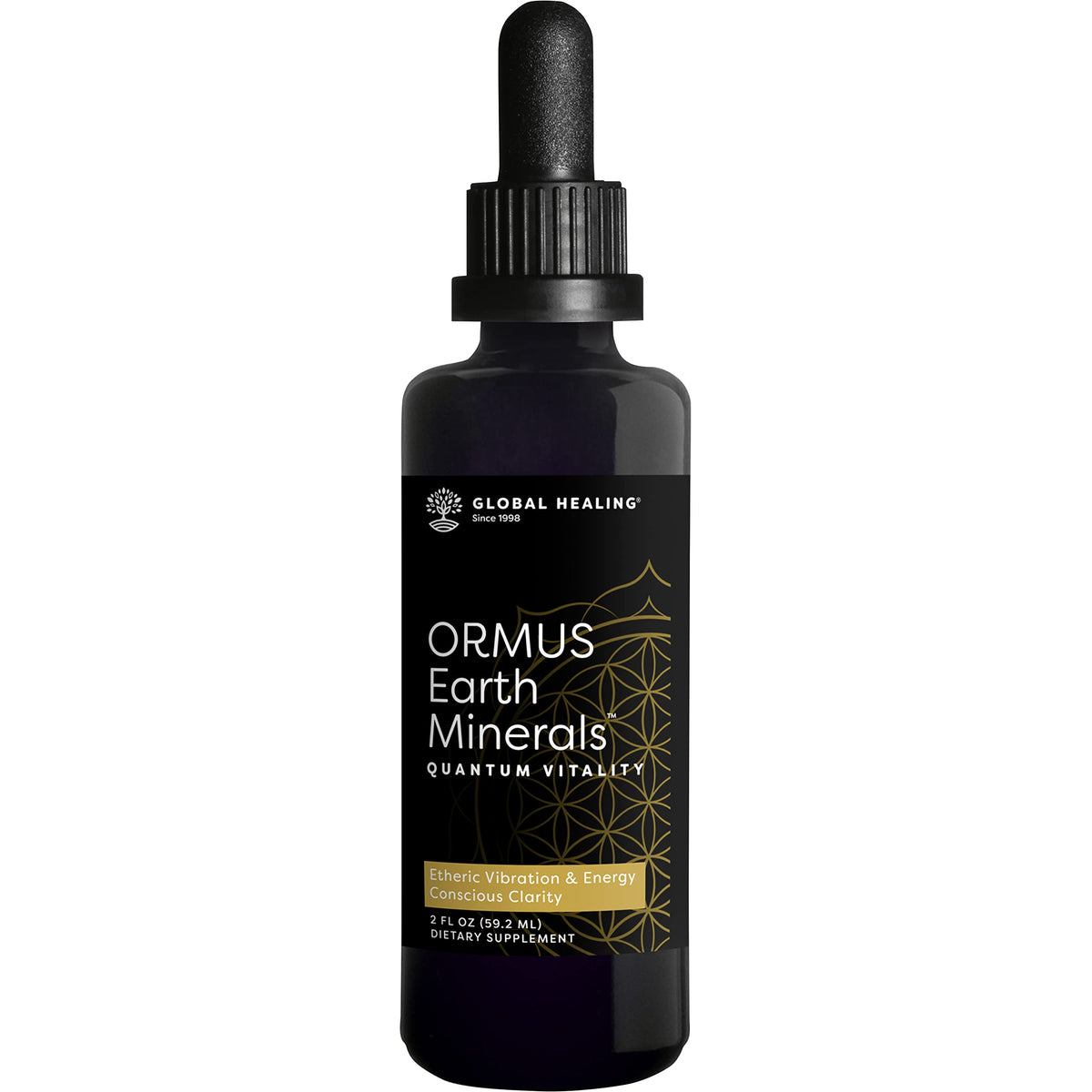 Global Healing Center ORMUS Earth Minerals, botella liquida dorada para meditaciones conscientes