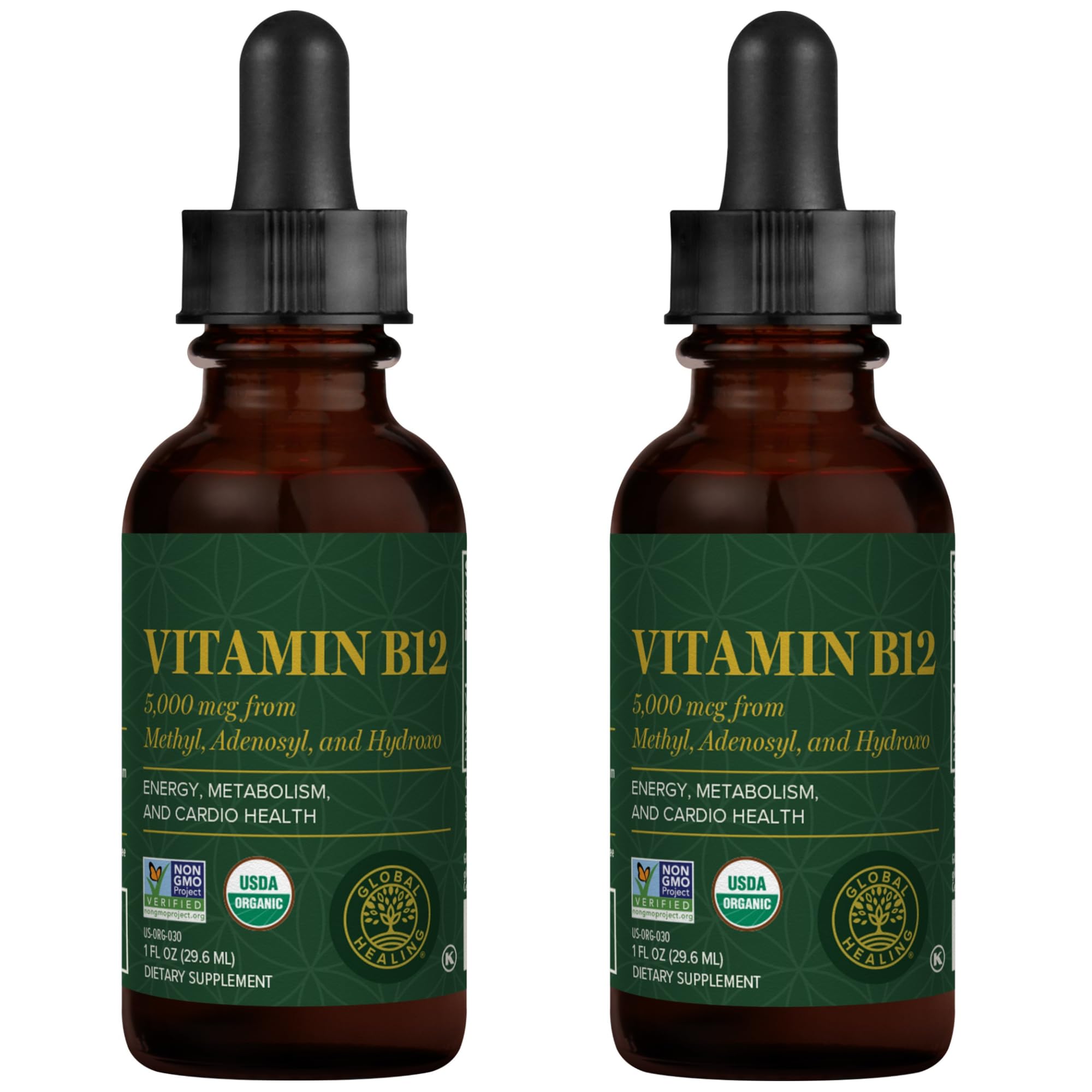 Global Healing Center Vitamina B12 5000 mcg en gotas sublinguales para absorción rápida