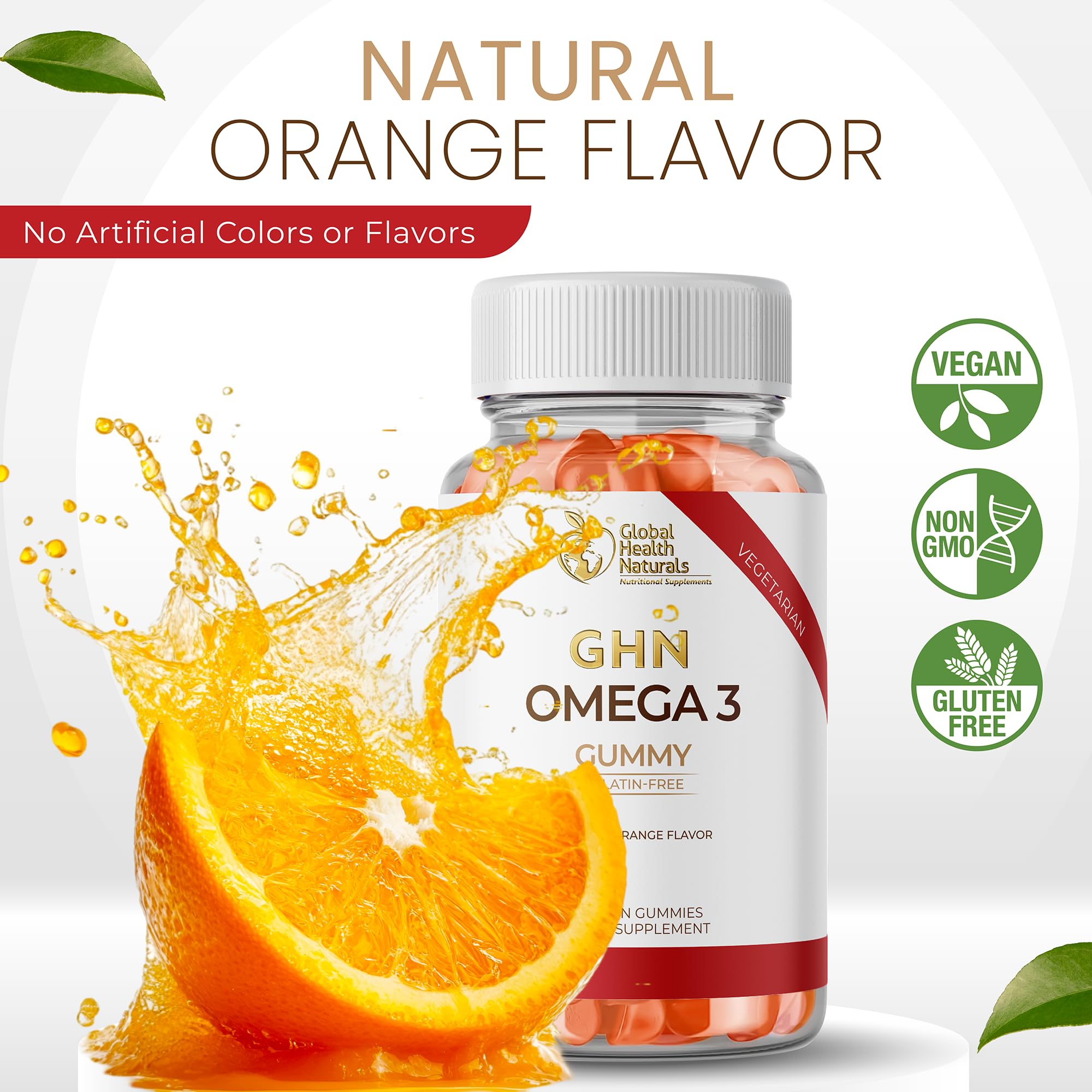 Global Health Naturals Omega3 Gummies, versión vegana, sin gelatina ni pescado.