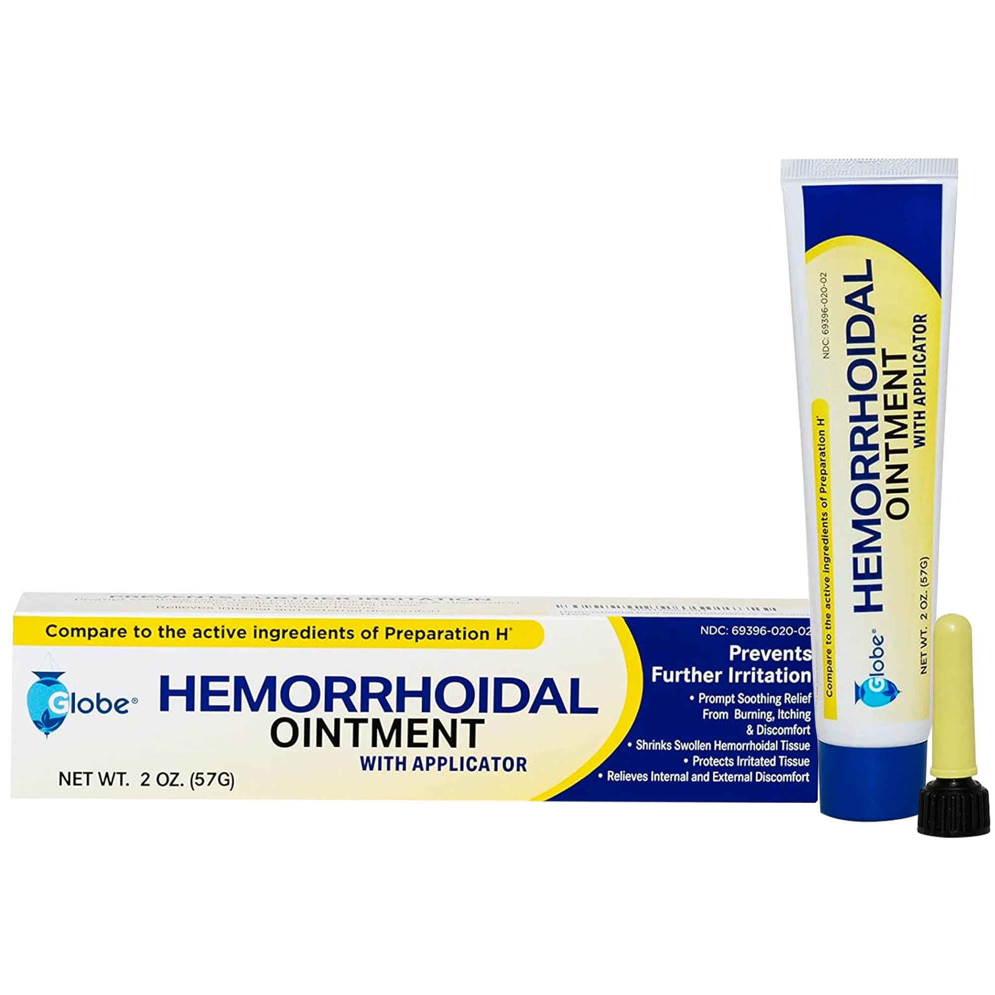Globe Hemorroidal Unguento con aplicador para alivio rápido en la zona sensible.