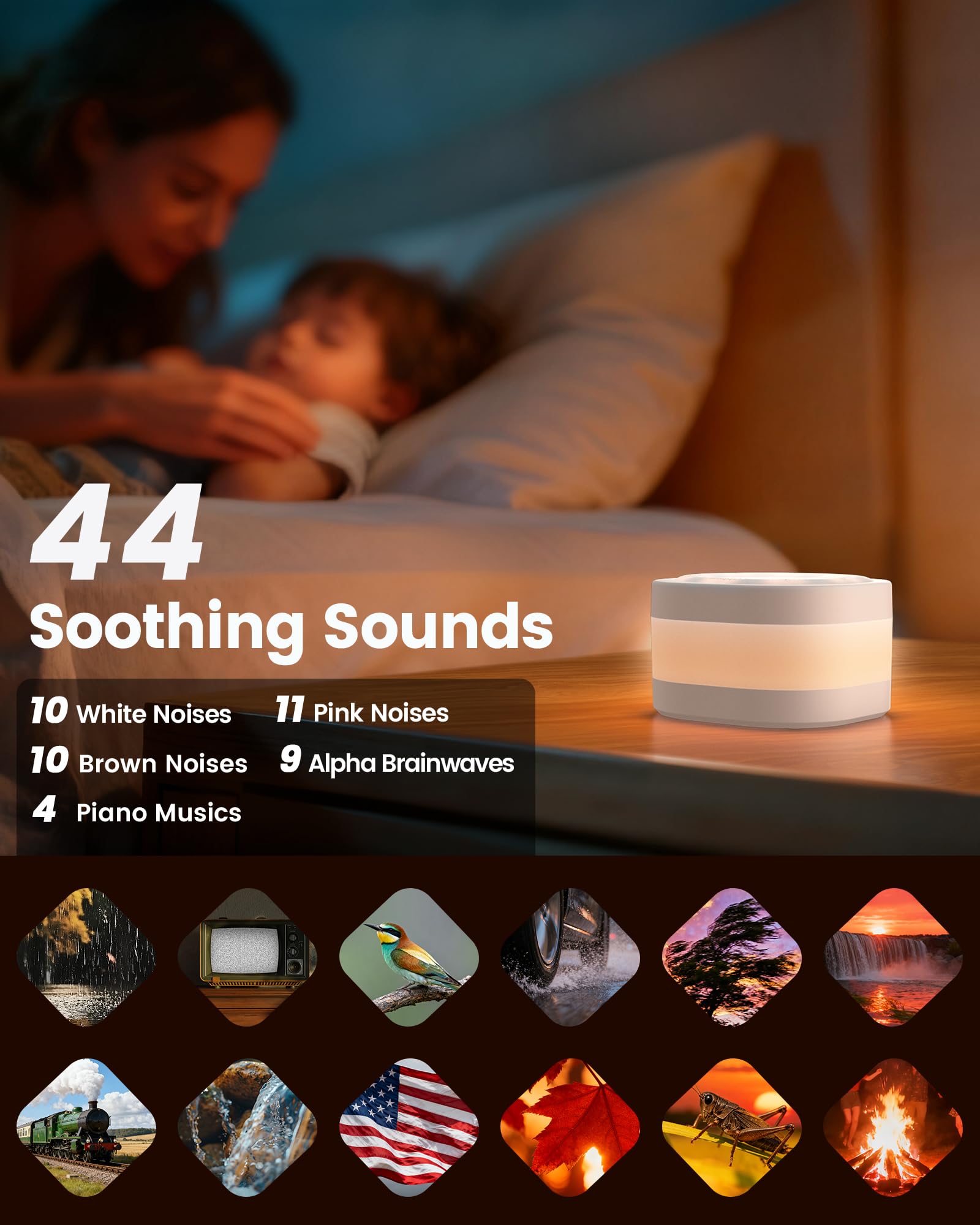 Glocusent iluminación nocturna con 12 modos para crear ambiente relajante.