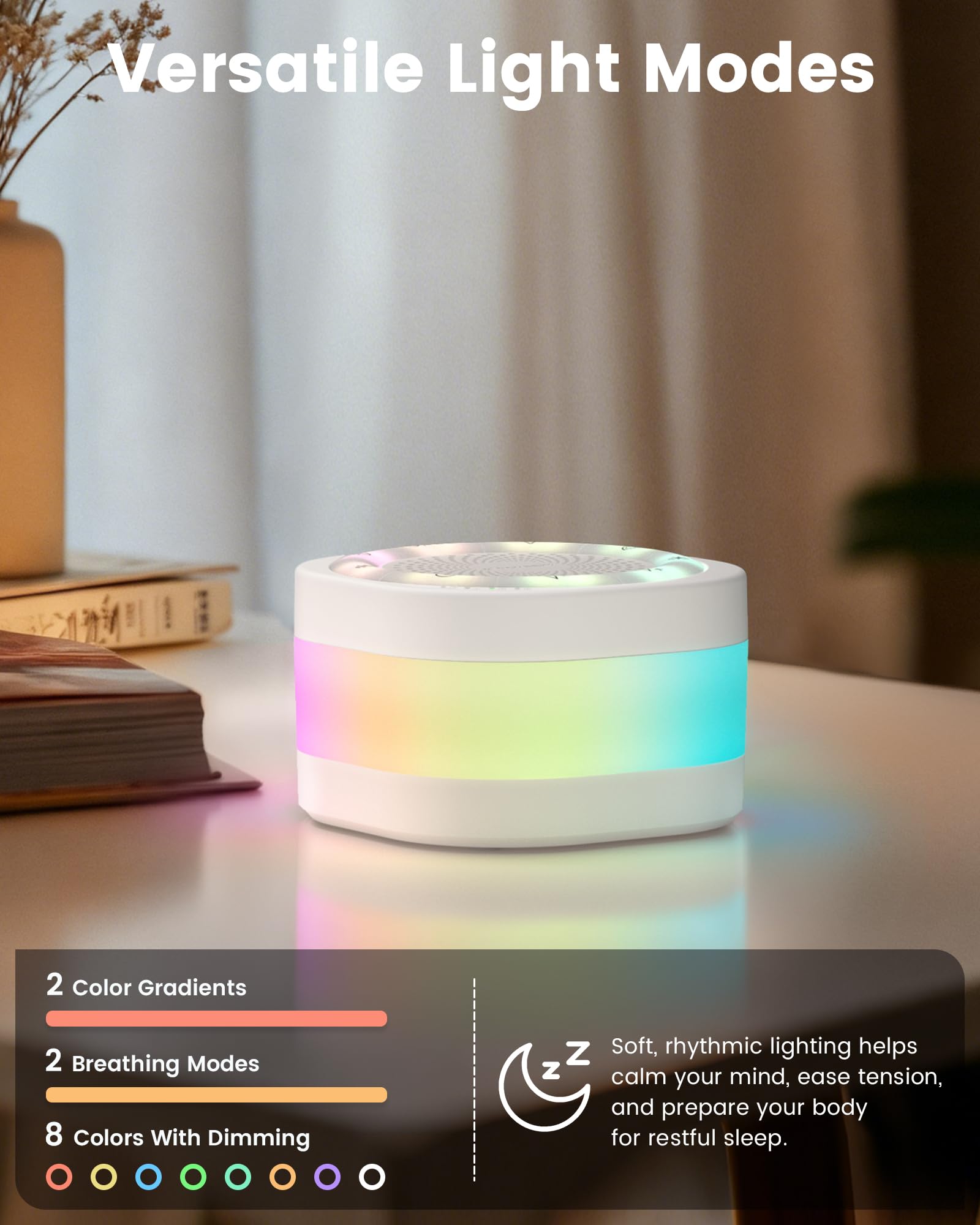 Glocusent ranura TF para sonidos propios y personalización de sueño.