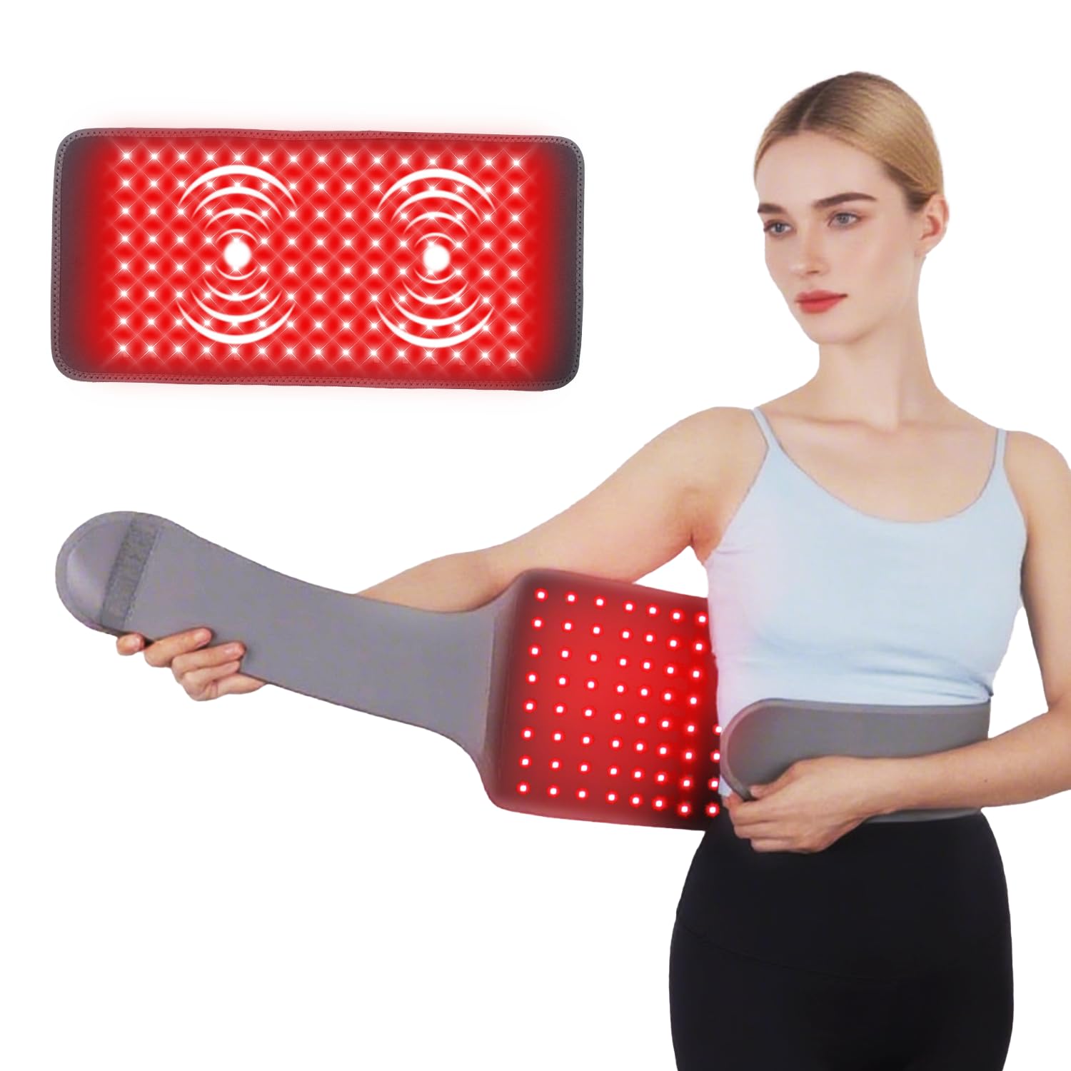 GLOHFAN cinturón de terapia con luz roja y vibración para relajación muscular