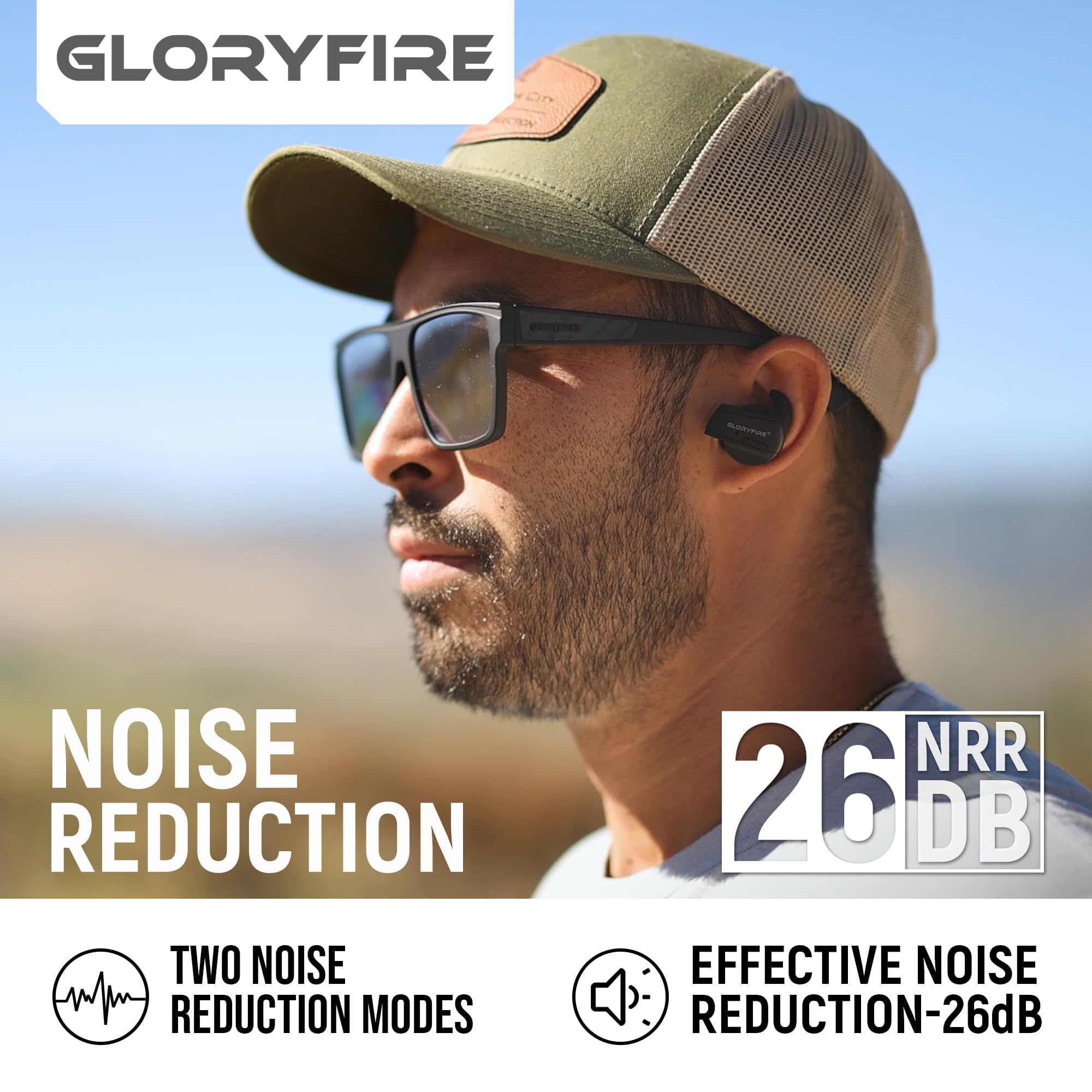 GLORYFIRE auriculares electrónicos amplifican sonidos sin distorsión para caza clara.