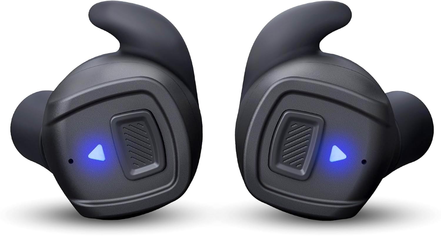 GLORYFIRE tapones auditivos con conexión inalámbrica para protección y conectividad.