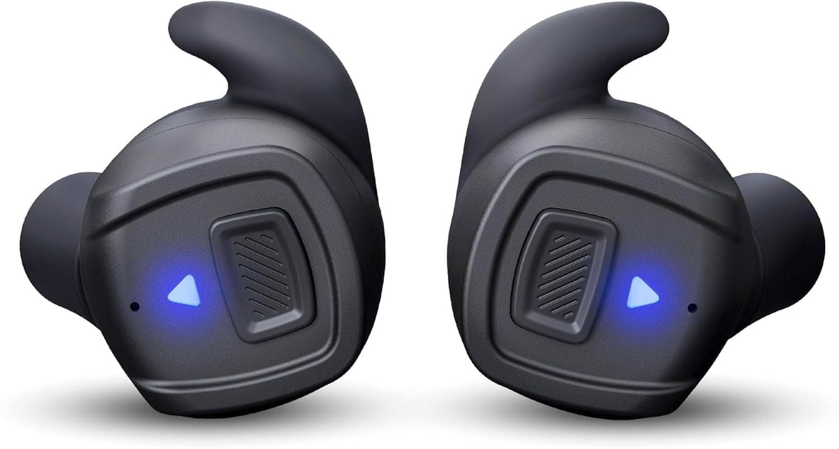 GLORYFIRE tapones auditivos con conexión inalámbrica para protección y conectividad.