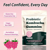 Glo Vous Probiotic Kombucha Gummies con fibra, soporte intestinal sostenido.