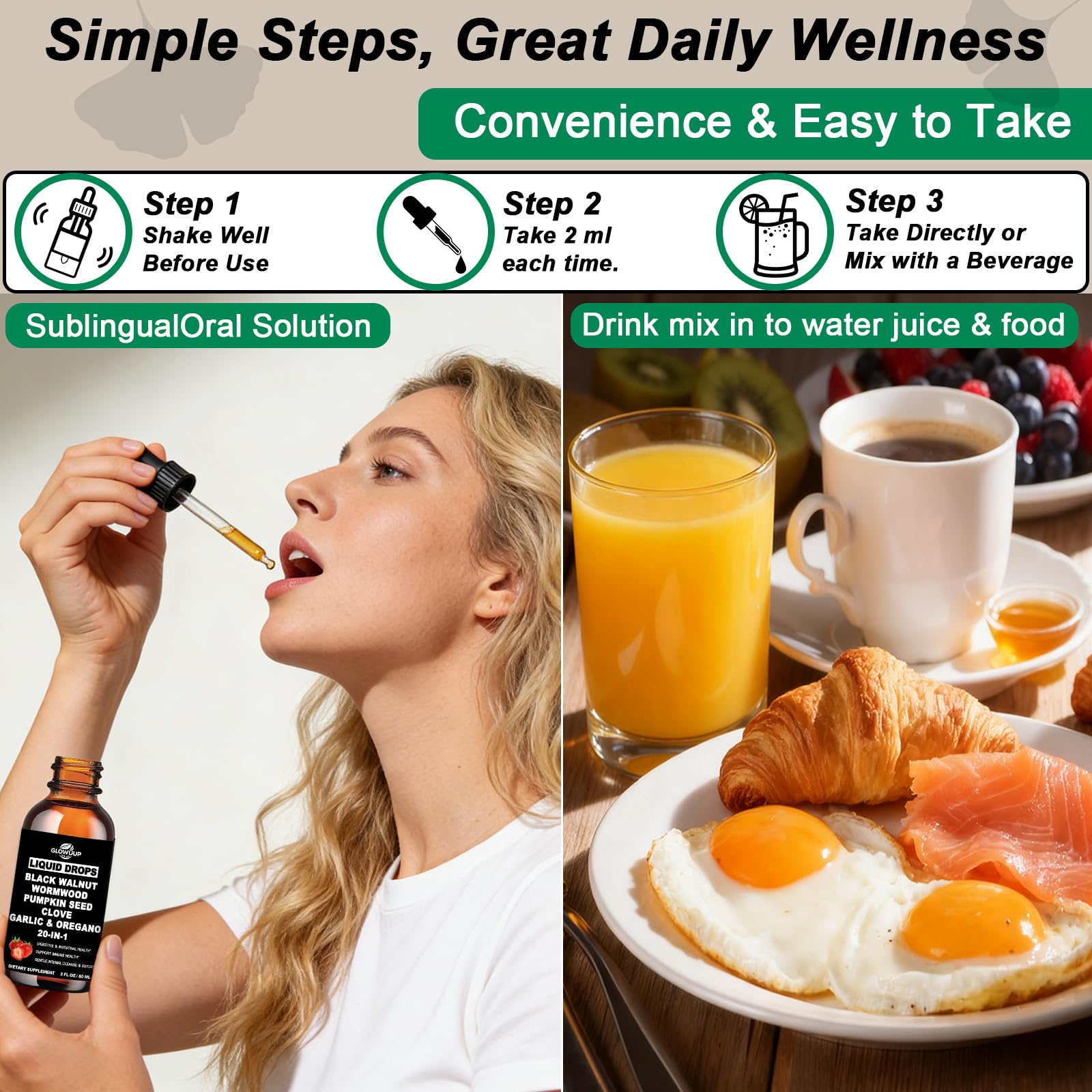 Aroma natural y color intenso de GLOVVUUP Drops realza la experiencia sensorial.