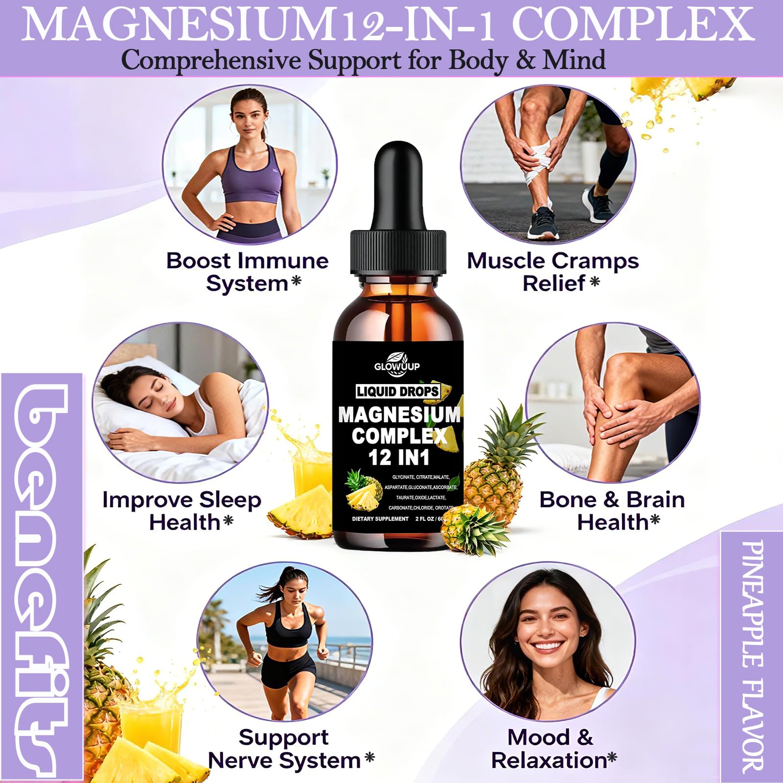 GLOVVUUP Magnesio 12 en 1, dosis rápidas para bienestar muscular