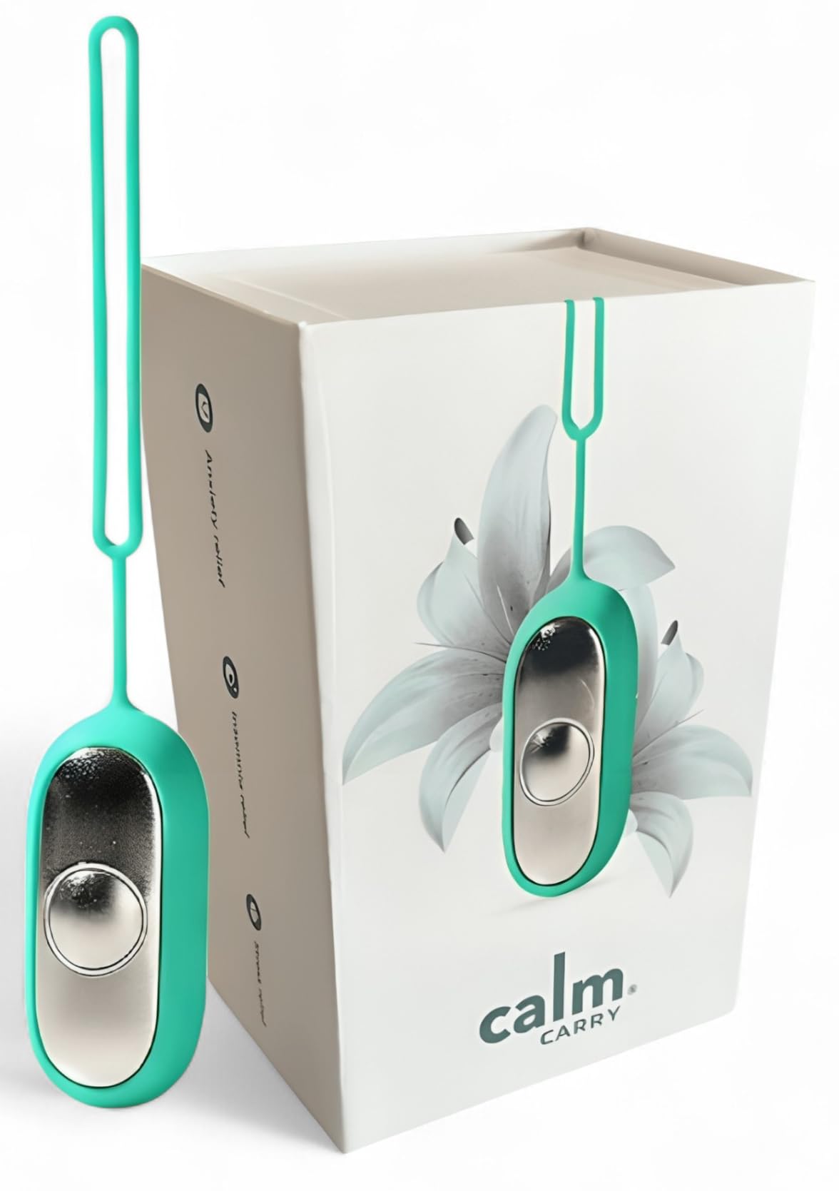 Glowco CalmCarry en la mano, dispositivo turquesa para relajación suave