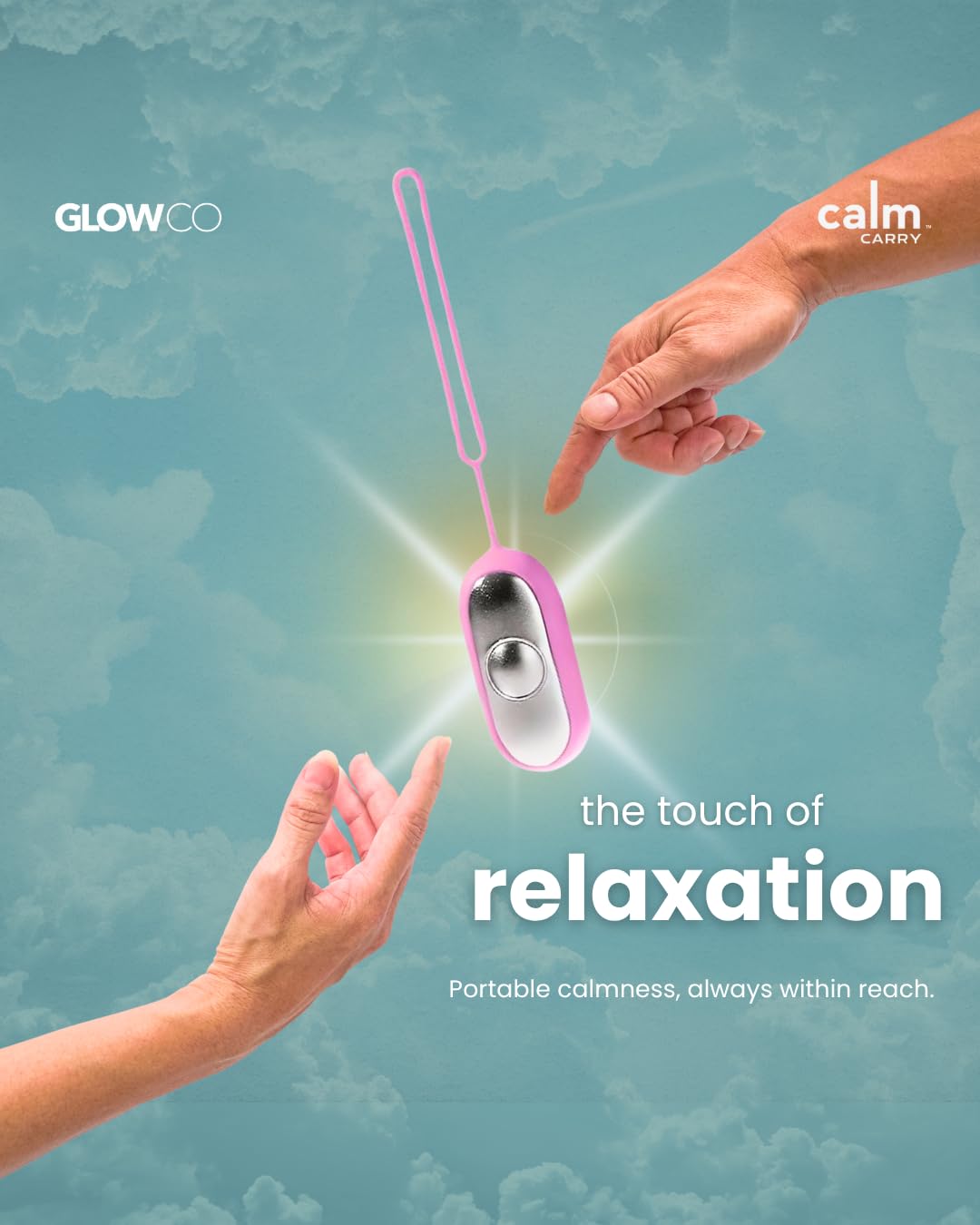 Glowco CalmCarry, vibración suave para relajación sin choque.