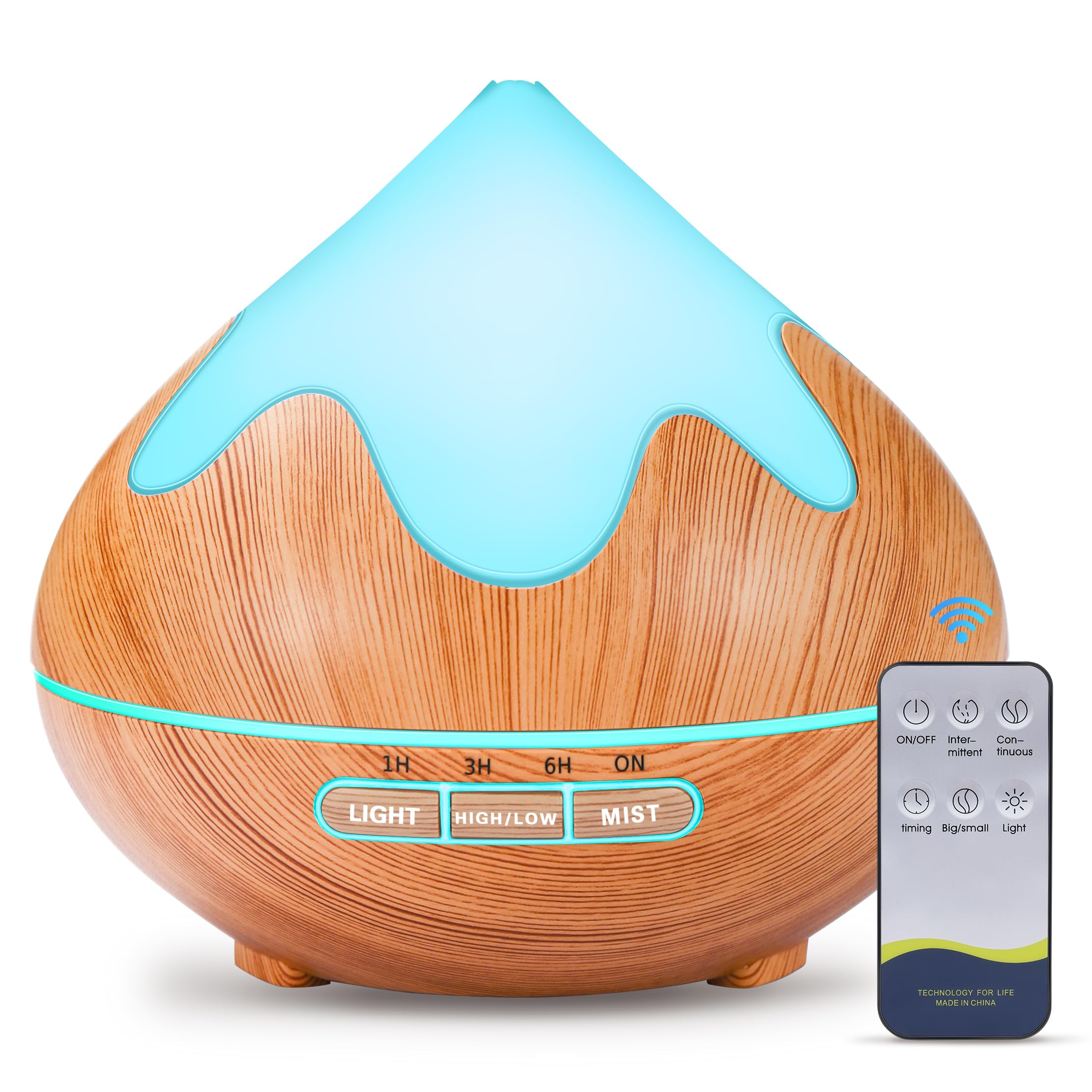 GLOXA difusor 500ml con iluminación ambiental para aromaterapia nocturna.