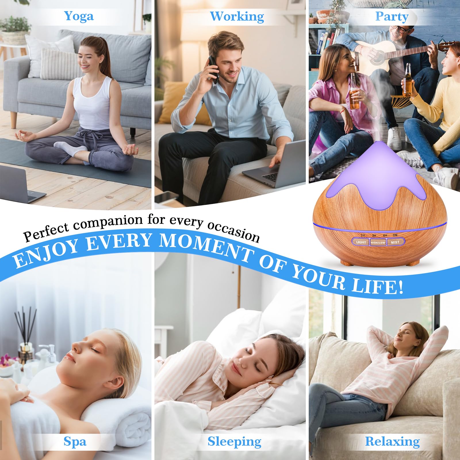 GLOXA difusor apto para sala, dormitorio o estudio con temporizadores.