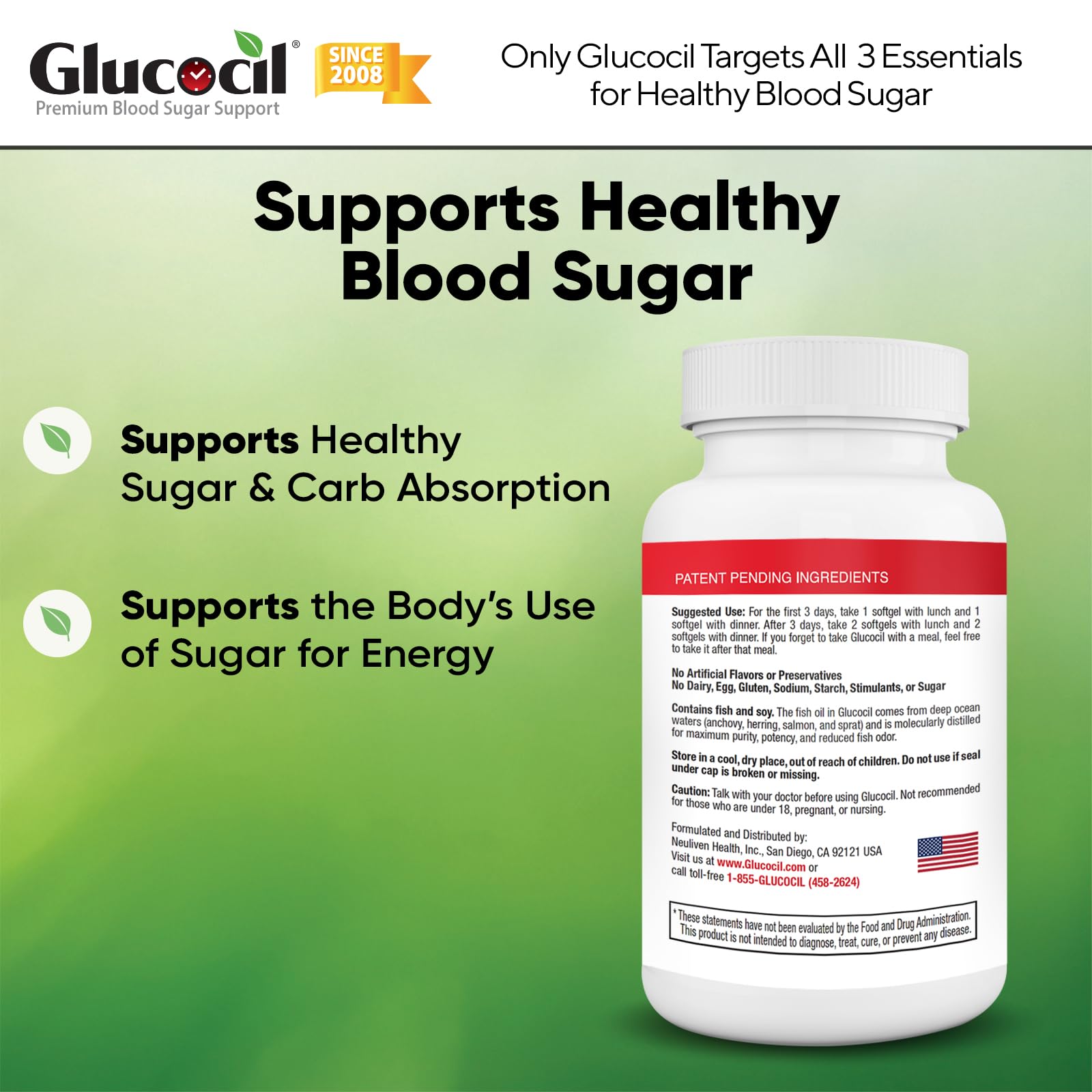 Glucocil botella-en-mano: dosis conveniente para hábitos saludables.