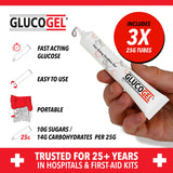 Glucogel: textura de gel claro lista para consumir de forma rápida.