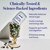 Fórmula 100% natural y vegana de Glucose Revolution para energía sostenida.