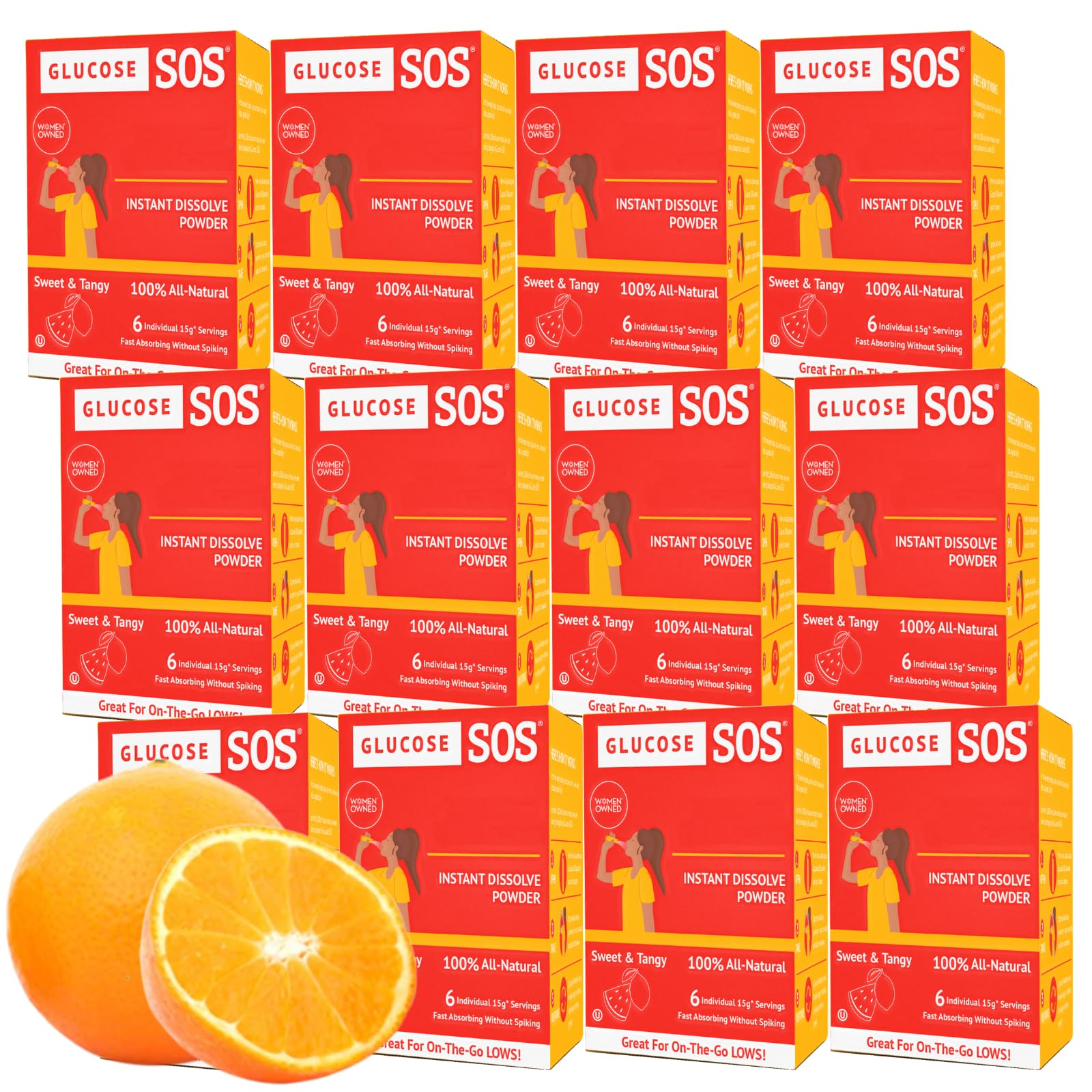 Glucose SOS paquetes dextrosa naturales, absorción rápida, se disuelven en la boca sin agua