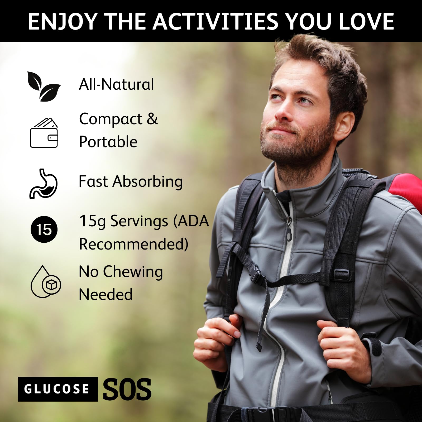 Glucose SOS sabores frutales naturales para variedad sin sabores artificiales.