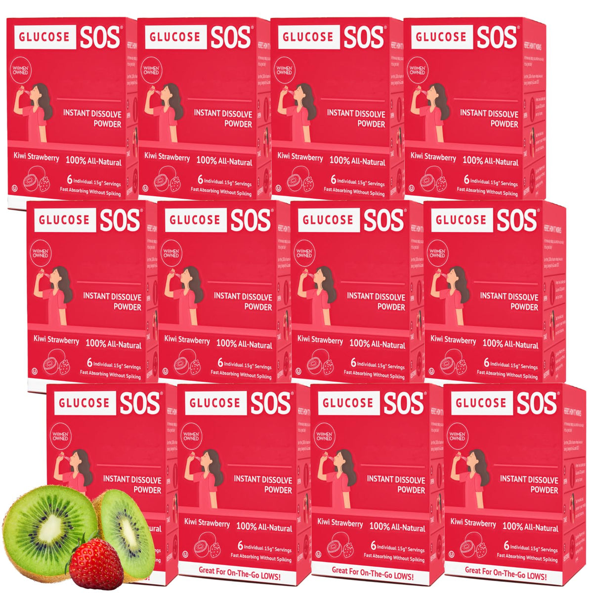 Glucose SOS, sobre dextrosa rápida, disolución instantánea sin agua.