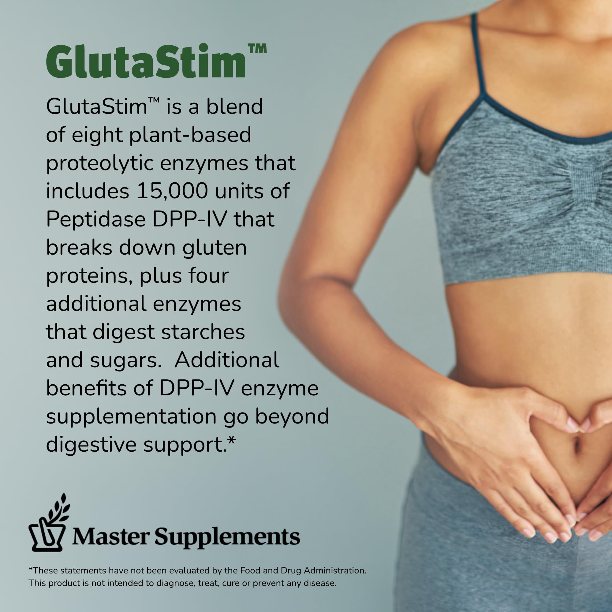 GlutaStim: etiqueta muestra fórmula vegana y libre de gluten